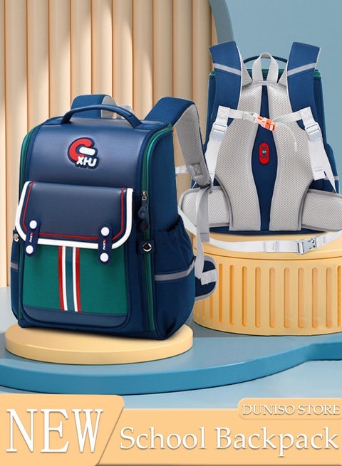 Kids School Backpack, Large Capacity Backpack for Boys, Lightweight Schoolbag for Teen Boys Bookbag with Compartments Reflective Strip, Watrer Resistant Bookbag for Elementary Primary School