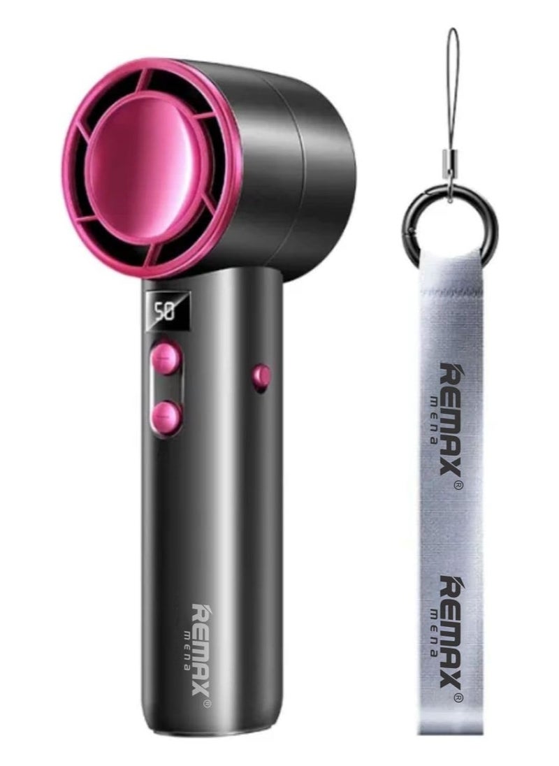 Remax Mena Handheld Fan High-speed100-Gear Stepless, Digital Display, USB Type-C Rechargable, Usage Time 3-15 hours, 13000 r/min High Motor Power, Large Battery Capacity 4000mAh  - Image 1