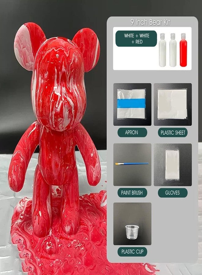 LEROKAS DIY Acrylic Fluid Paint Bear Kits Non-Toxic Pour Over Acrylic Fluid Paint Bear Kit 18Cm,Multicolor - Image 2