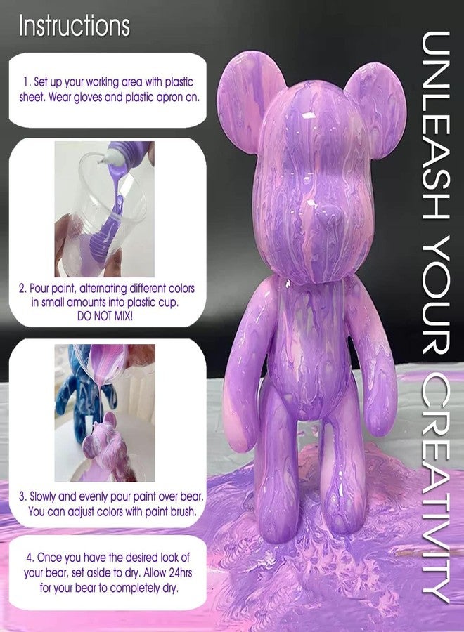 LEROKAS DIY Acrylic Fluid Paint Bear Kits Non-Toxic Pour Over Acrylic Fluid Paint Bear Kit 18Cm,Multicolor - Image 4