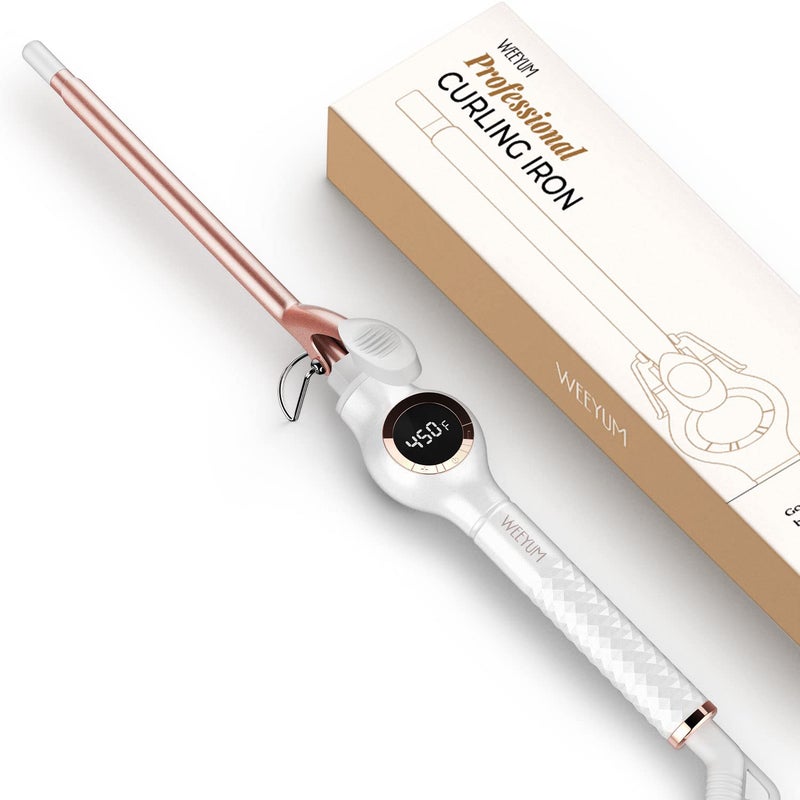 WEEYUM 38 Inch Small Curling Iron 9mm Curling Wand for Short Long Hair Thin Curling Iron Ceramic Tourmaline Barrel
