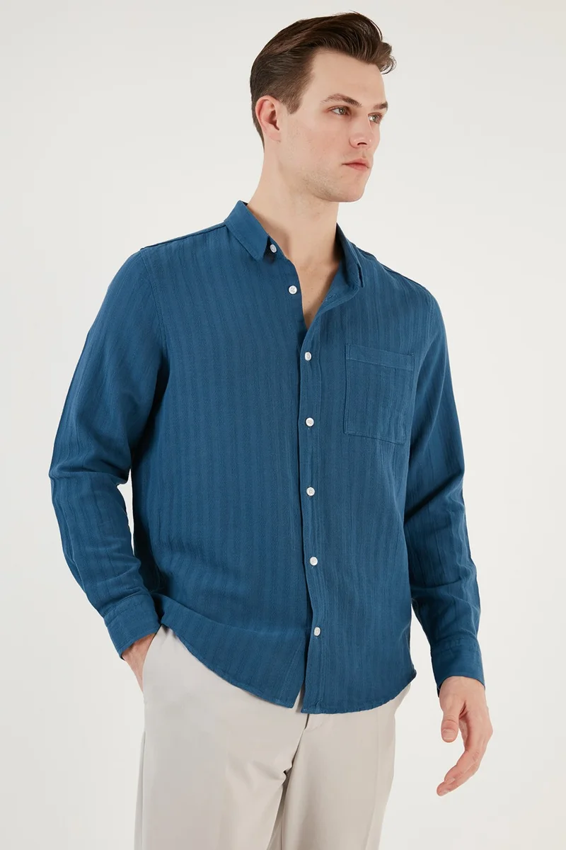 Buratti Cotton Regular Fit Single Pocket Shirt Men's Shirt CF24S128229