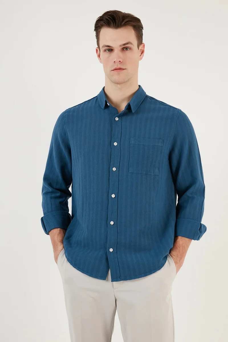 Buratti Cotton Regular Fit Single Pocket Shirt Men's Shirt CF24S128229