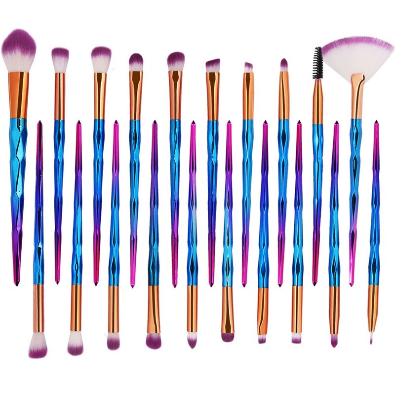 KOLIGHT Pack of 20pcs Cosmetic Eye Shadow Sponge Eyeliner Eyebrow Lip Nose Foundation Powder Makeup Brushes Sets (purple) - Image 2