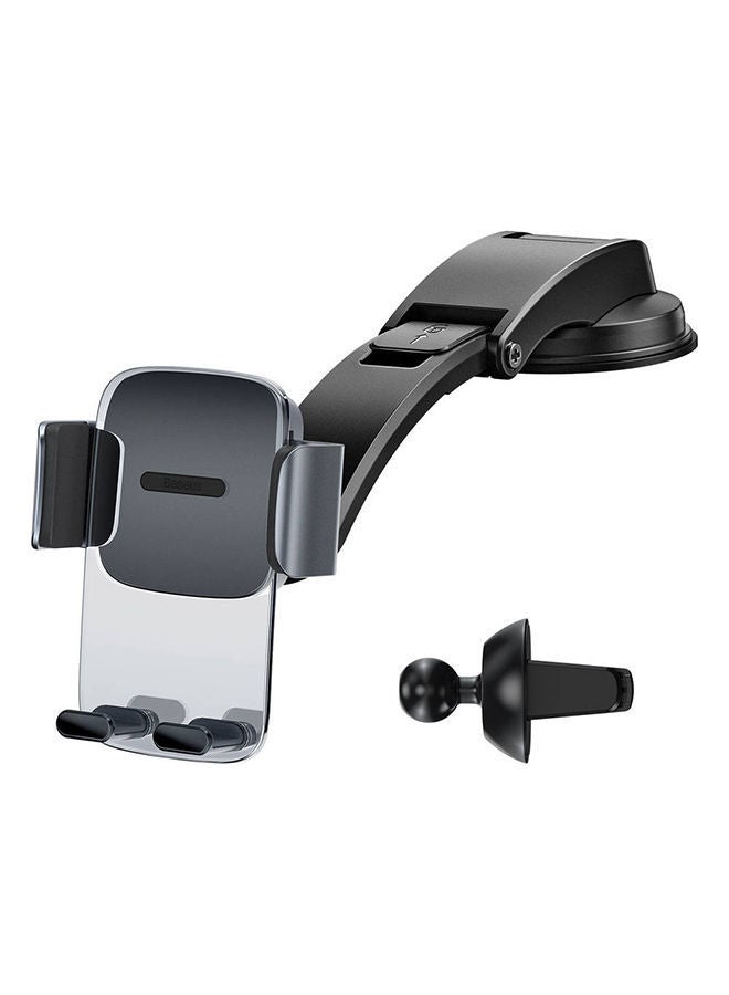 NIBEMINENT 2-in-1 Easy Control Clamp Car Phone Holder Dashboard/Air Vent 360 Degrees Rotatable Stand Mobile Compatible with iPhone 13 Pro/Pro Max/Mini, Galaxy, Huawei and all 4.7-6.7'' Black  - Image 1