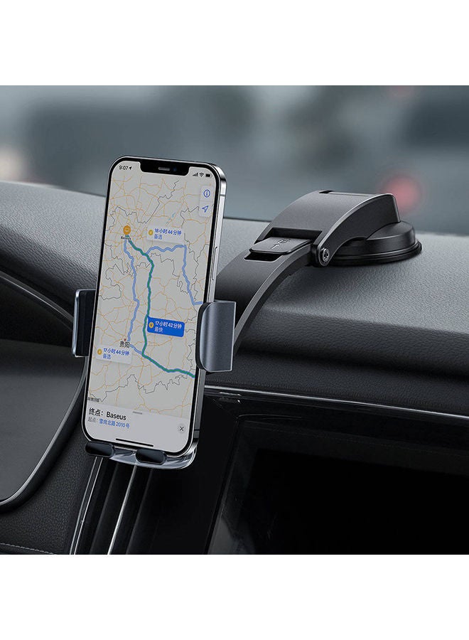 NIBEMINENT 2-in-1 Easy Control Clamp Car Phone Holder Dashboard/Air Vent 360 Degrees Rotatable Stand Mobile Compatible with iPhone 13 Pro/Pro Max/Mini, Galaxy, Huawei and all 4.7-6.7'' Black  - Image 3