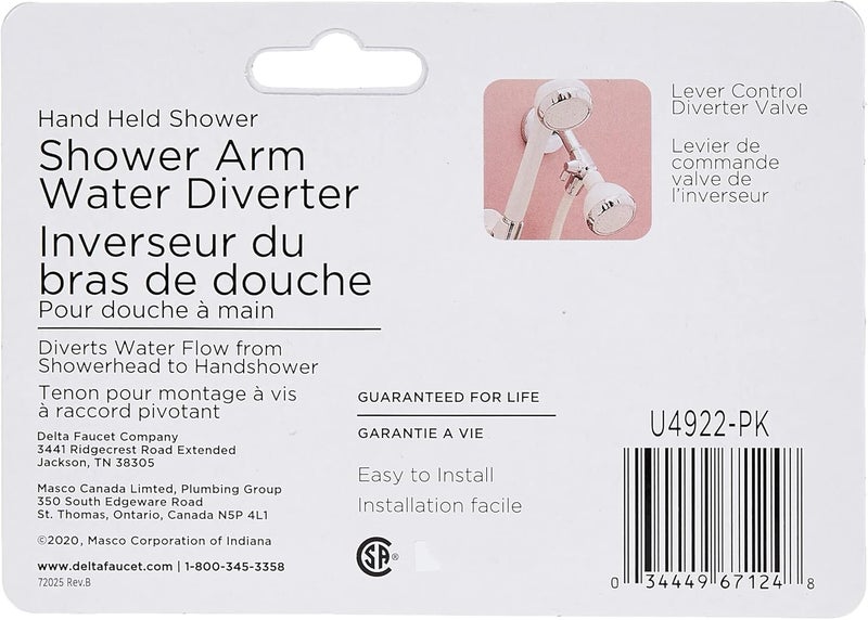 Delta Faucet Shower Arm Diverter for Hand Shower, Chrome - Image 2