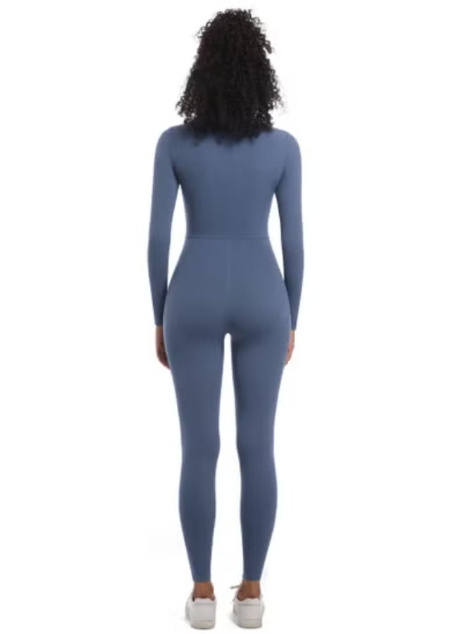 RedMapleTEK European And American Half-Zip Tight Solid Color High Elastic Long Yoga Suit Fitness Running Sports Jumpsuit - Image 4