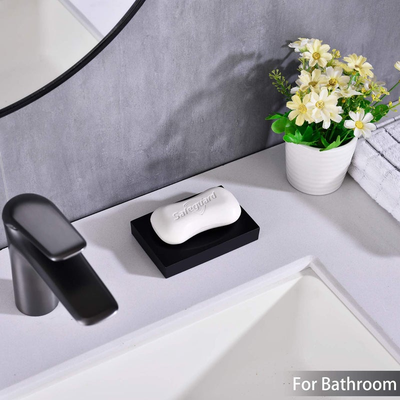 JINCROP Black Resin Soap Dish Bathroom Home, Black Soap Saver Soap Holder Bathroom or Shower for Kitchen Modern Accessory - Image 4