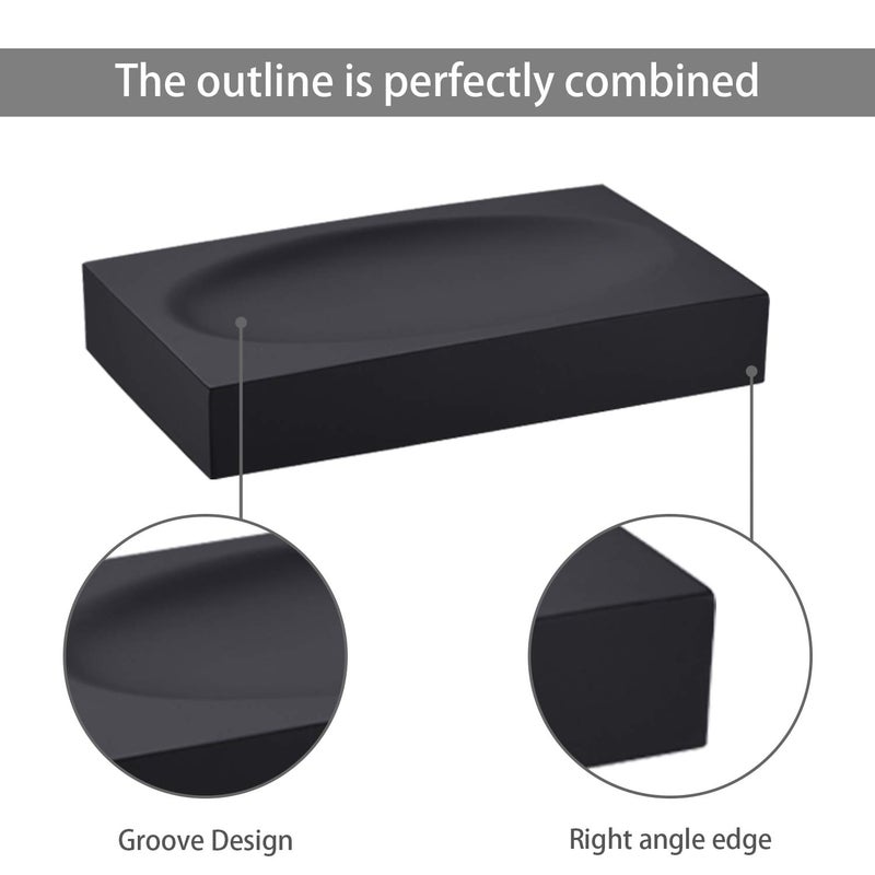 JINCROP Black Resin Soap Dish Bathroom Home, Black Soap Saver Soap Holder Bathroom or Shower for Kitchen Modern Accessory - Image 3