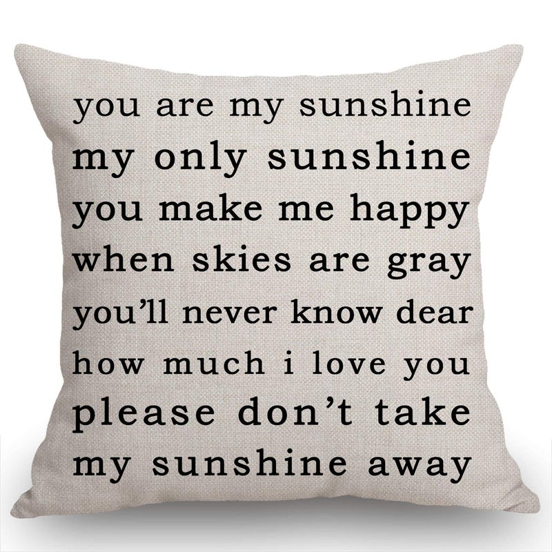 Swono You are My Sunshine Farmhouse Pillow Song Lyrics Presents Happiness Quote Living Room Throw Pillow Pillow Covers