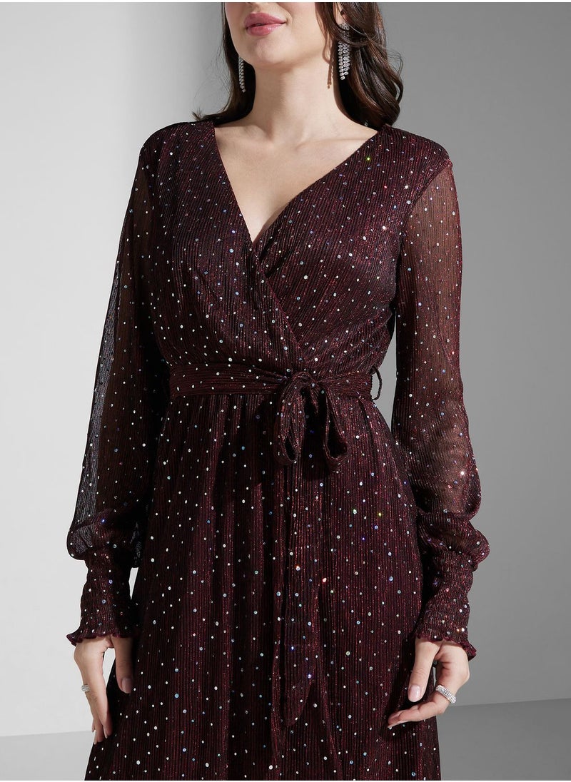 ELLA Shimmer Wrap Dress  - Image 3
