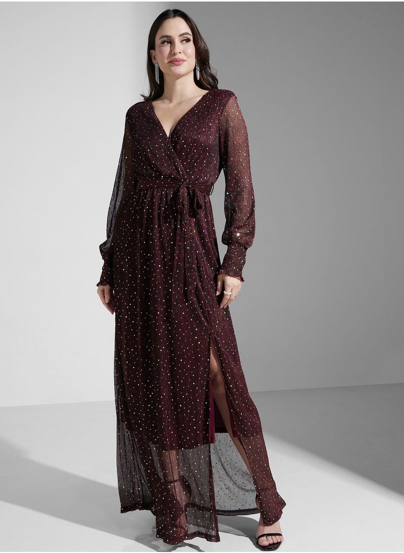 ELLA Shimmer Wrap Dress  - Image 4