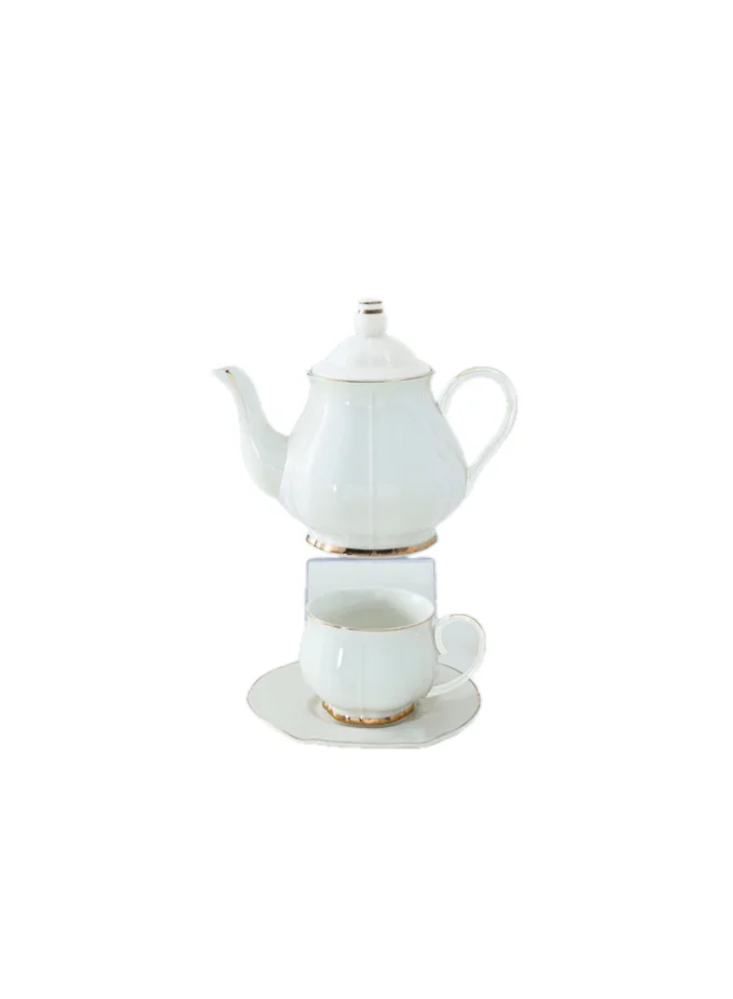 Bien Servi 13-Piece Elegant Design High Quality English Tea Set White and Gold 13 x 31 x 50 cm TS214-13-G