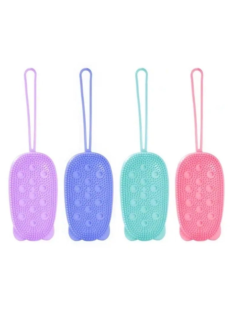 ORiTi فرشاة تدليك الجسم الناعمة المصنوعة من السيليكون - تقشر الجلد الميت وتنظف البشرة وترطبها - لطيفة على البشرة ومريحة - مثالية للاستحمام - وردي - Image 2