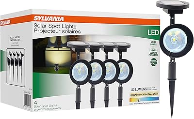 LEDVANCE LEDVANCE Sylvania 13" Solar Spike Light with Daylight Sensor, LED, 5 Lumens, 3000K, Warm White, Black Finish - 4 Pack - Image 1