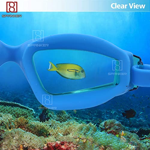 Spanker Aqua Wide View Swim Goggles with Ear Plugs, UV Protection No Leaking Anti Fog Lens Swimming Glasses for Adult Women Men and Youth , Blue SSTP - Image 4