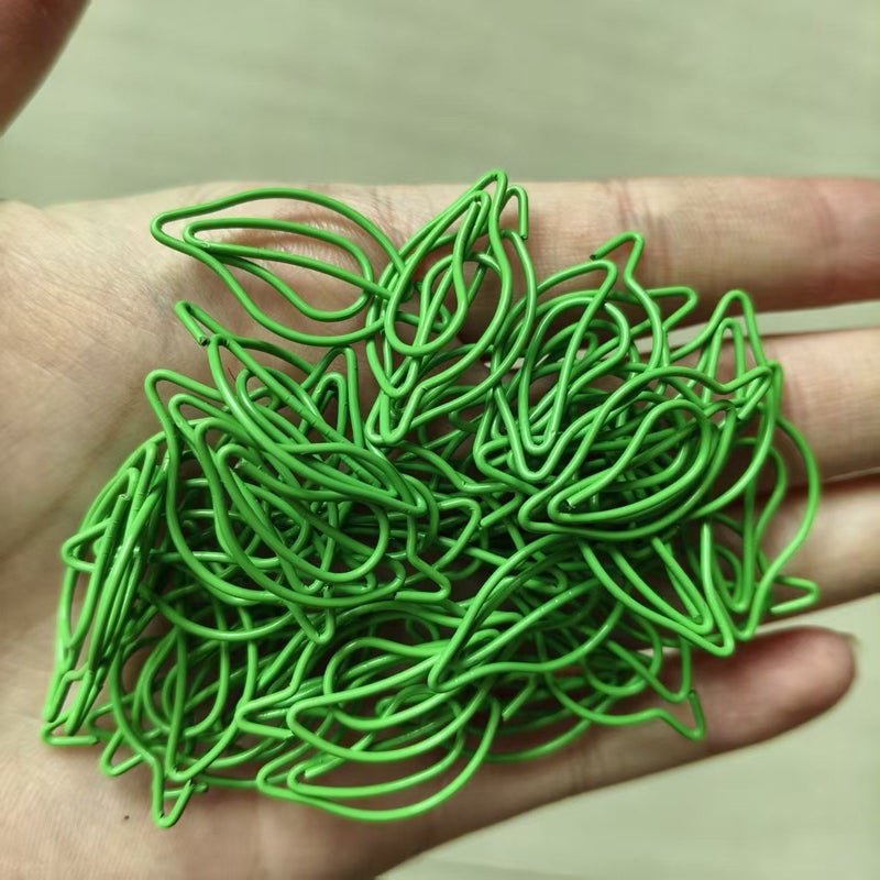 12 Pcs Green Leaf Shaped Paper Clips for Office Use - Image 1