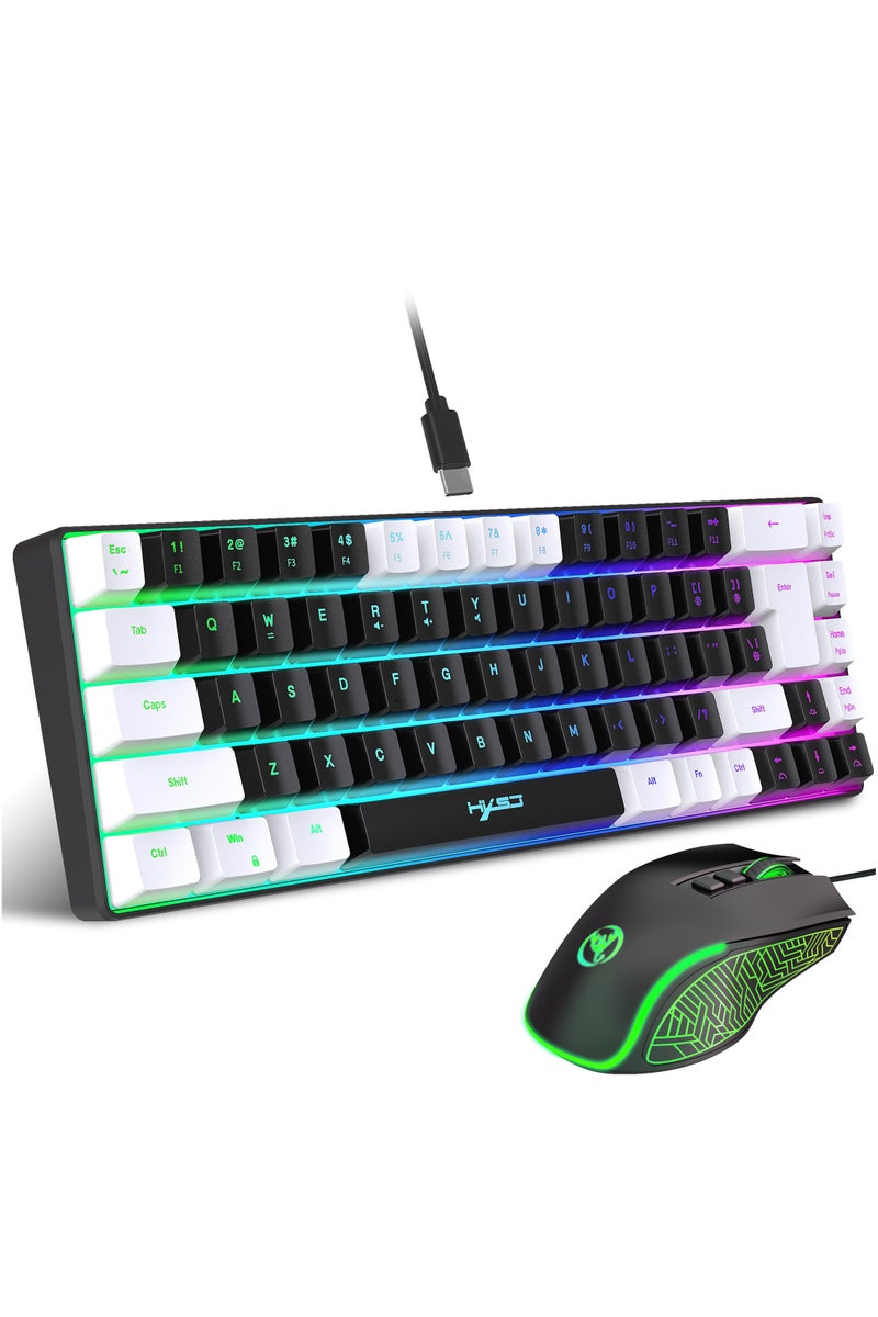 إتش إكس إس جيه لوحة مفاتيح ألعاب سلكية RGB ذات 68 مفتاحًا V200، مزودة بكابل بيانات قابل للفصل من النوع C وأغطية مفاتيح ABS، مقترنة بالماوس X100 لتشكيل مجموعة لوحة مفاتيح وماوس للألعاب - Image 1