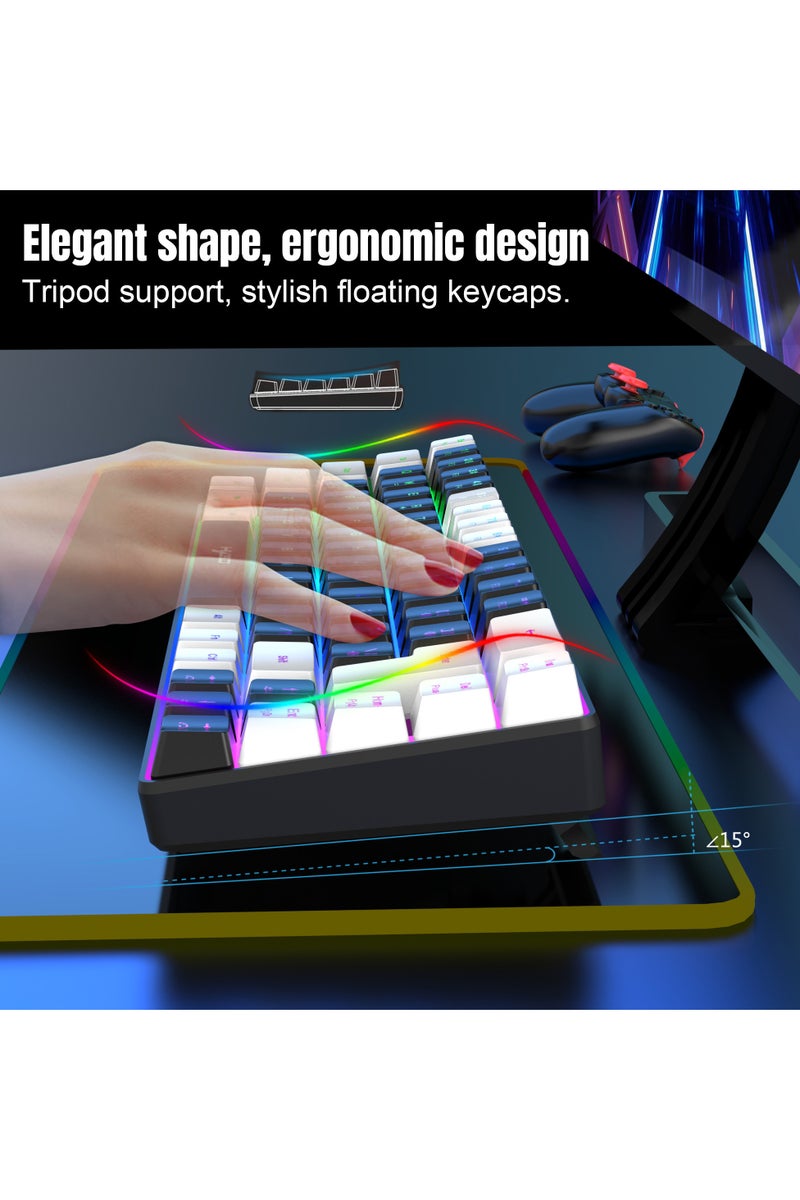 إتش إكس إس جيه لوحة مفاتيح ألعاب سلكية RGB ذات 68 مفتاحًا V200، مزودة بكابل بيانات قابل للفصل من النوع C وأغطية مفاتيح ABS، مقترنة بالماوس X100 لتشكيل مجموعة لوحة مفاتيح وماوس للألعاب - Image 5