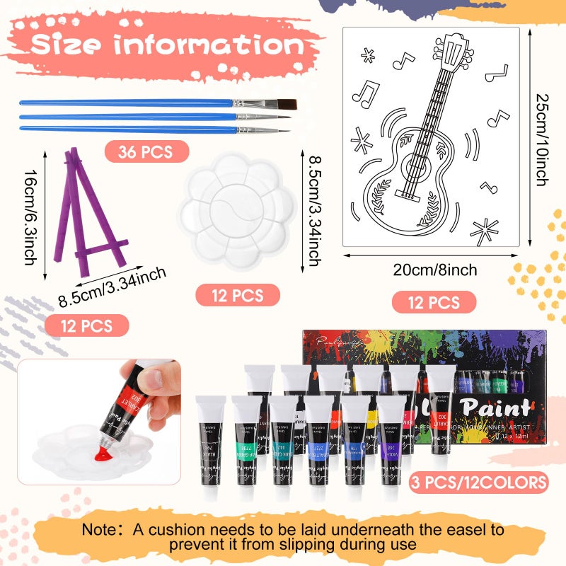 Sherr 108 Pcs 12 Set Retro Time Sip and Paint Kit for Adults 8''x10'' Pre Drawn Canvas to Paint DIY Acrylic Painting Kit Pre Printed Canvas for Date Night Mother's Day Party Team Building - Image 2