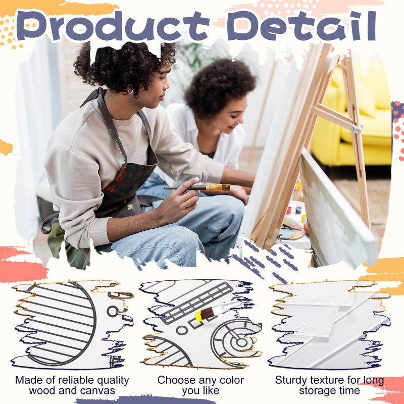 Sherr 108 Pcs 12 Set Retro Time Sip and Paint Kit for Adults 8''x10'' Pre Drawn Canvas to Paint DIY Acrylic Painting Kit Pre Printed Canvas for Date Night Mother's Day Party Team Building - Image 3