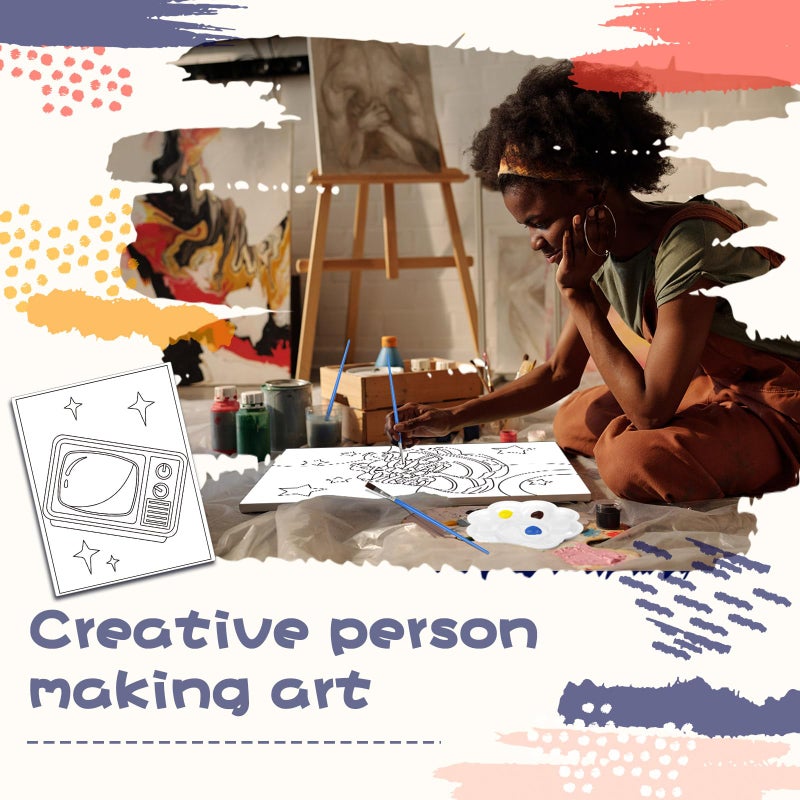 Sherr 108 Pcs 12 Set Retro Time Sip and Paint Kit for Adults 8''x10'' Pre Drawn Canvas to Paint DIY Acrylic Painting Kit Pre Printed Canvas for Date Night Mother's Day Party Team Building - Image 4