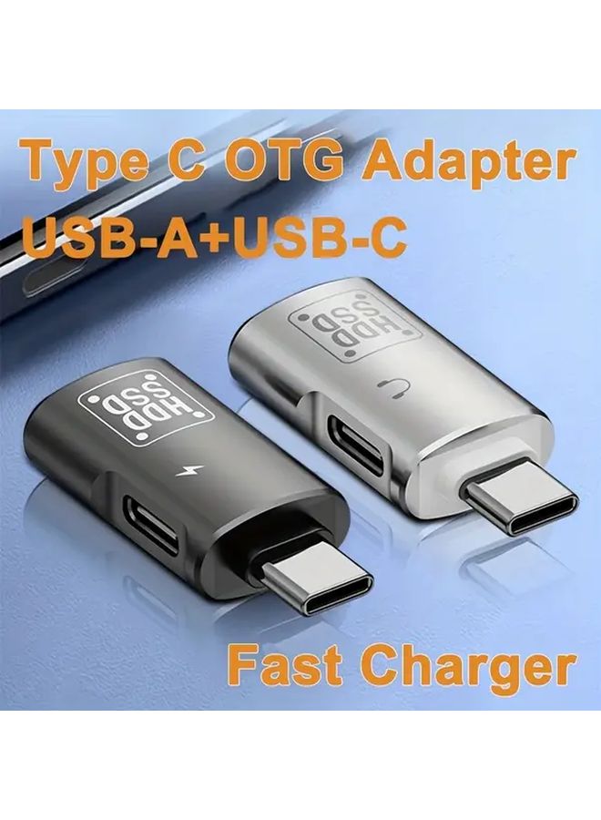 3 In 1 USB C OTG Adapter PD Fast Charging Audio Jack Black For iPhone 15 Laptops Tablets - Image 2
