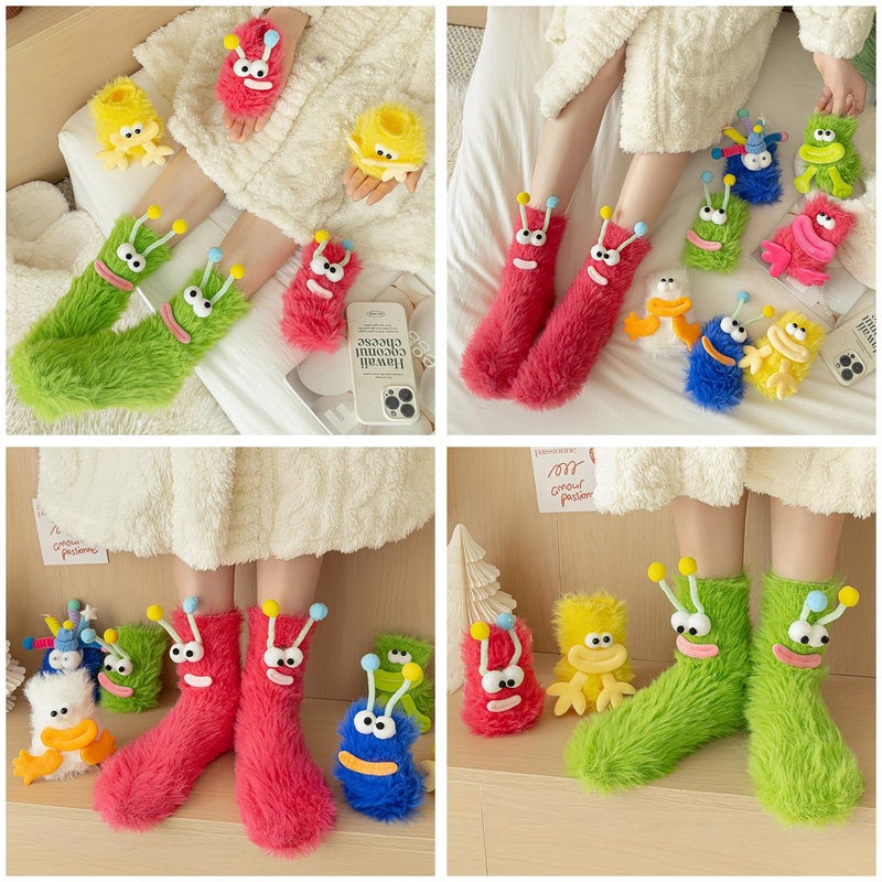TFTSR Crazy Funny Fuzzy Silly Socks for Kids Women,Girls Fluffy Slipper Novelty Fun Socks,Boy Men Cute Cozy Soft Animal Sock - Image 2