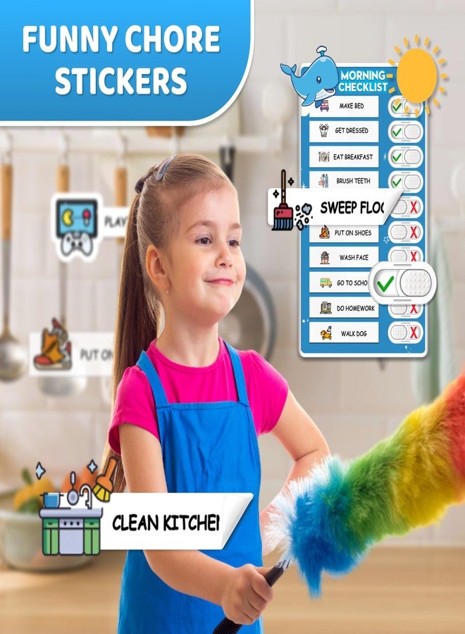 Boxveria Upgraded Slider 3 in 1 Bedtime/Morning/Weekly Routine Chart for Kids, Magnetic Chore Chart for Kids with 99 Stickers, Cute Visual Schedule for Kid - Image 3