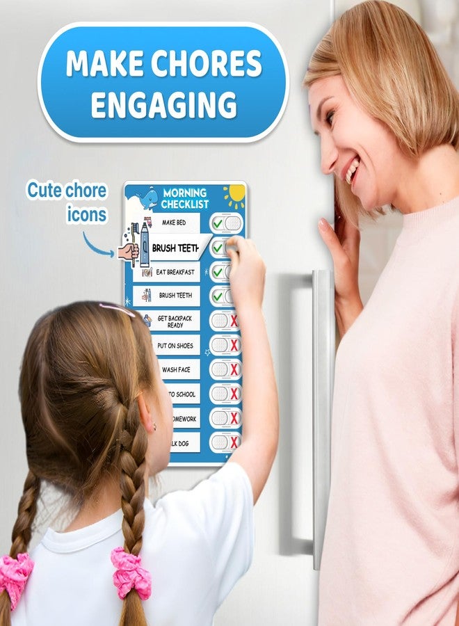 Boxveria Upgraded Slider 3 in 1 Bedtime/Morning/Weekly Routine Chart for Kids, Magnetic Chore Chart for Kids with 99 Stickers, Cute Visual Schedule for Kid - Image 2