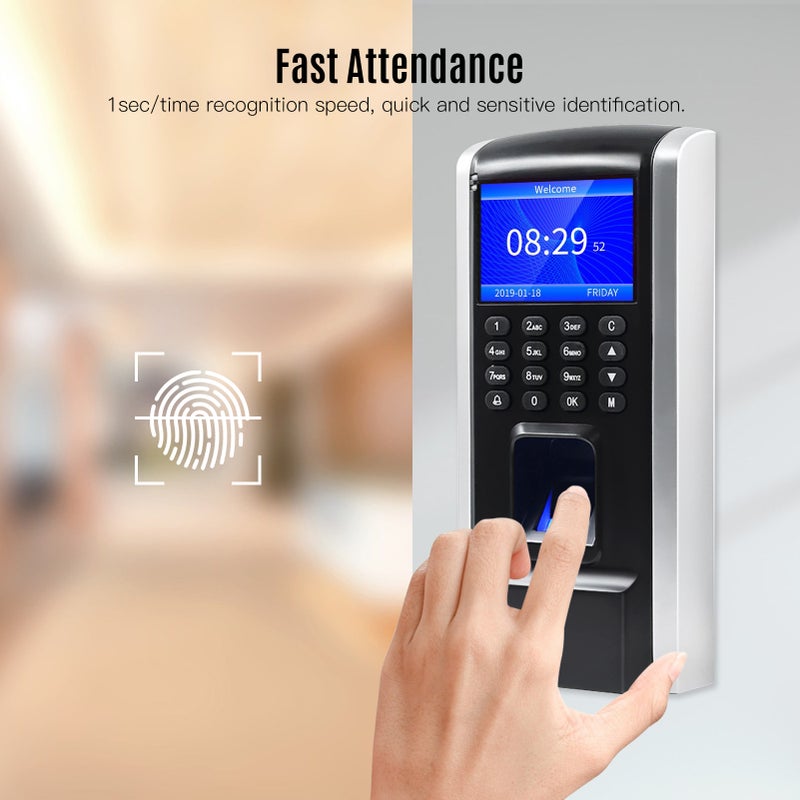 Fingerprint Access Control Time Attendance Machine Biometric Time Clock Employee Fingerprint/Password/ID Card  with Software Support U Disk Export Report for Door Locks Portuguese version - Image 2