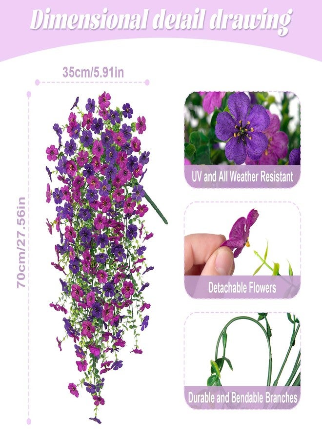 Hrobek Artificial Fake Hanging Plants Flowers for Spring Outdoor Outside Decor, Faux Mums Silk Realistic Flower, 2 Pcs UV Resistant Look Real Plastic Decorations for Porch Home Patio Balcony Yard - Image 2