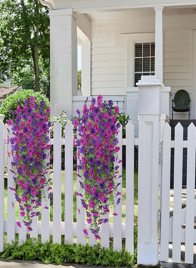 Hrobek Artificial Fake Hanging Plants Flowers for Spring Outdoor Outside Decor, Faux Mums Silk Realistic Flower, 2 Pcs UV Resistant Look Real Plastic Decorations for Porch Home Patio Balcony Yard - Image 5
