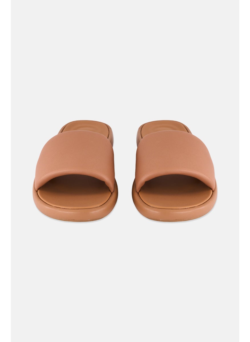 FitFlop - Women Iqushion D-Lux Slip On Slides, Tan - Image 1