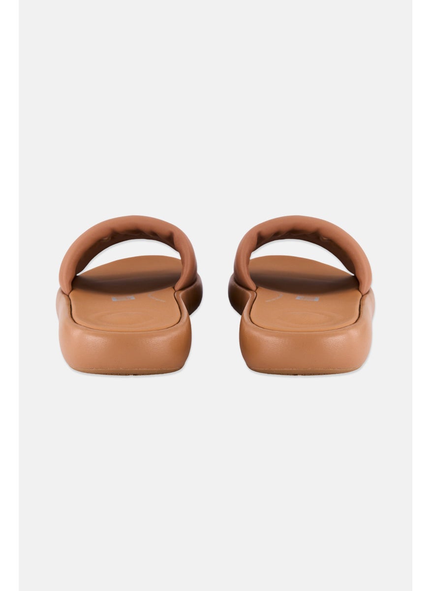 FitFlop - Women Iqushion D-Lux Slip On Slides, Tan - Image 1