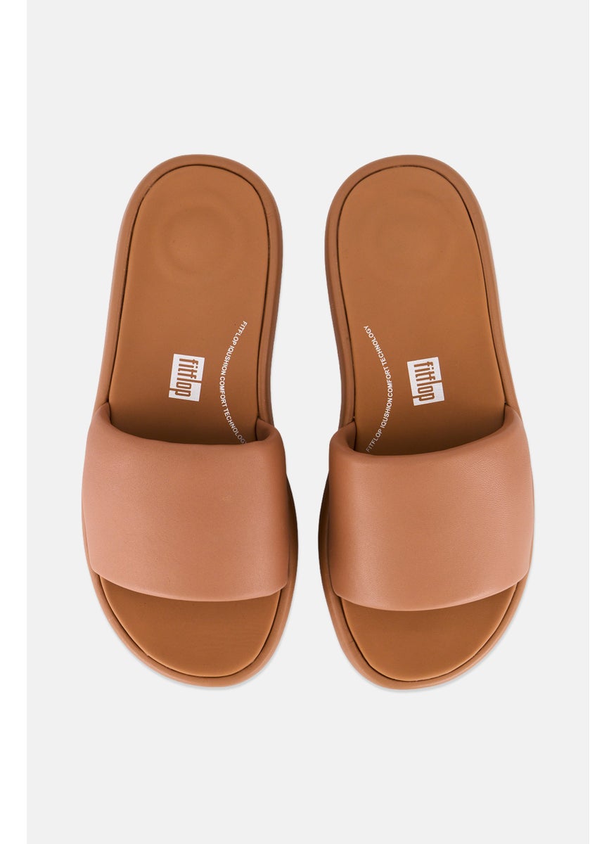 FitFlop - Women Iqushion D-Lux Slip On Slides, Tan - Image 1
