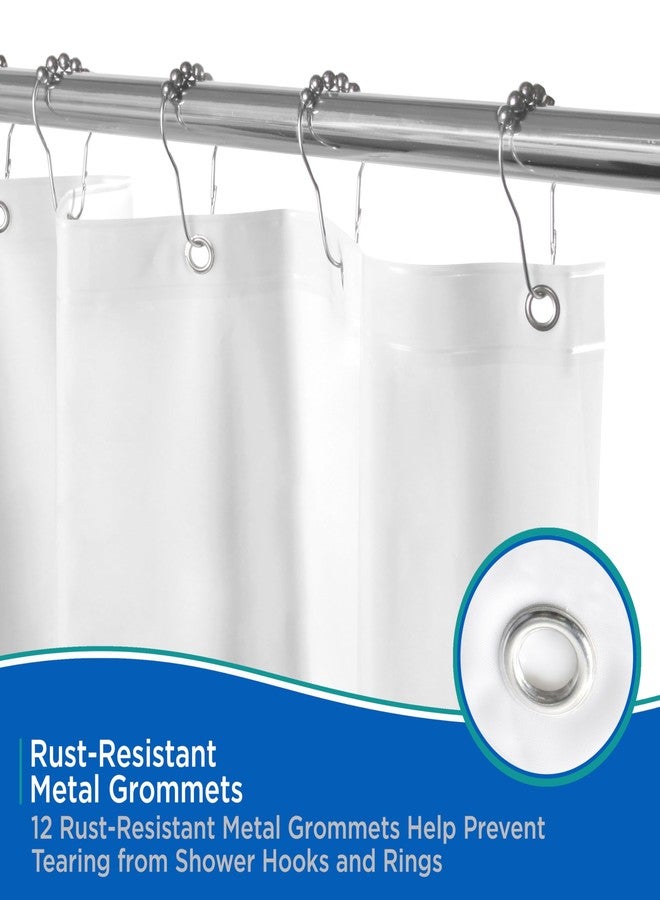 Kenney KN61440 Medium Weight 5 Gauge Waterproof PEVA Shower Curtain Liner with Rust-Resistant Metal Grommets and Weighted Magnetic Hem for Bathroom, 70" W x 72" H, White, 1-Pack - Image 4