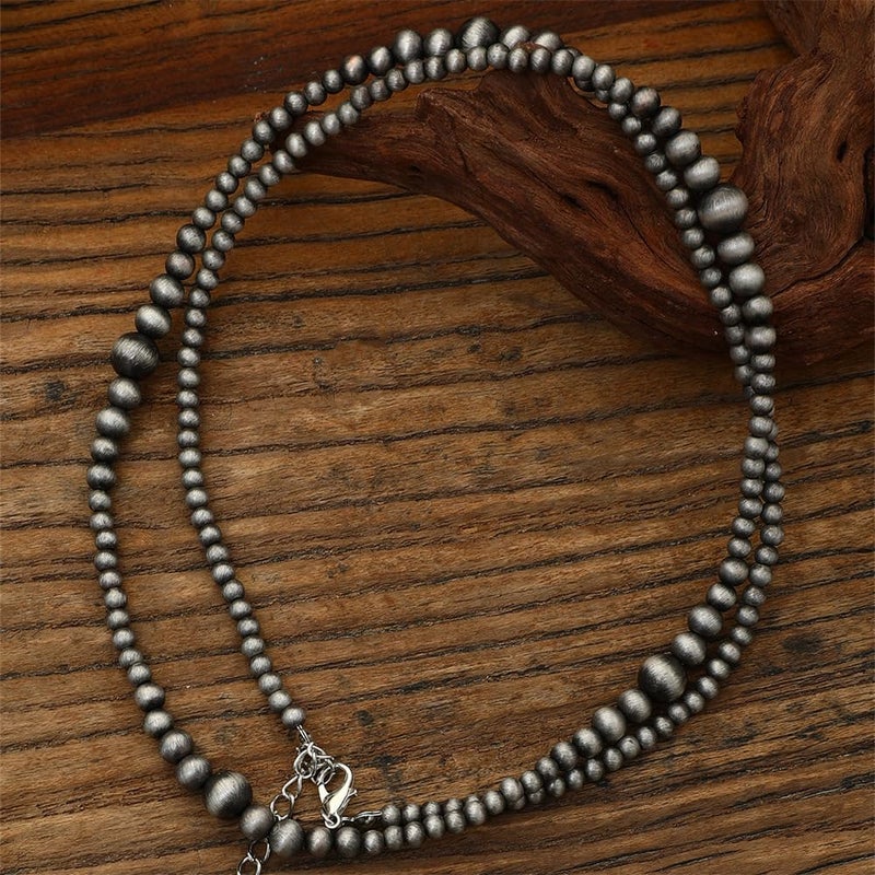 Kepvrio Navajo Pearl Boho Western Choker Necklace, Black & Turquoise, 14 Inches, Adult, Women, Special Occasions, Vintage Style Enthusiasts - Image 3