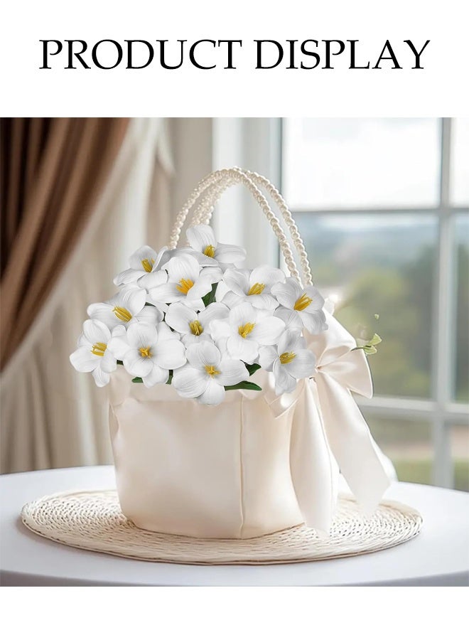 DUNISO 12 قطعة من الزهور الاصطناعية، باقة زهور التوليب الاصطناعية المتفتحة بالكامل، زهور مزيفة لتزيين مراكز الطاولات في المنزل، الحفلات، الزفاف، هدايا عيد الأم، الزينة (بيضاء) - Image 4