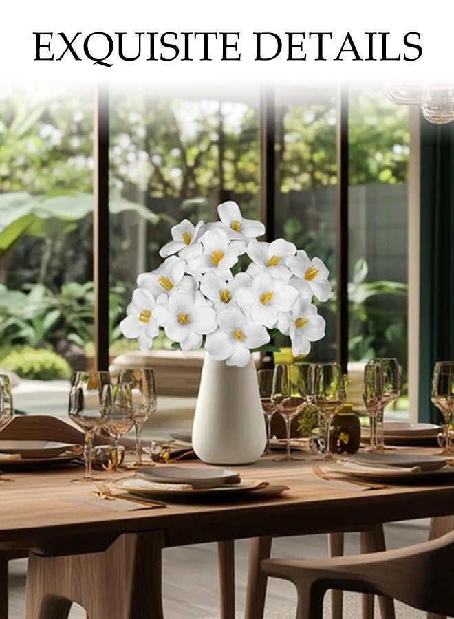 DUNISO 12 قطعة من الزهور الاصطناعية، باقة زهور التوليب الاصطناعية المتفتحة بالكامل، زهور مزيفة لتزيين مراكز الطاولات في المنزل، الحفلات، الزفاف، هدايا عيد الأم، الزينة (بيضاء) - Image 5