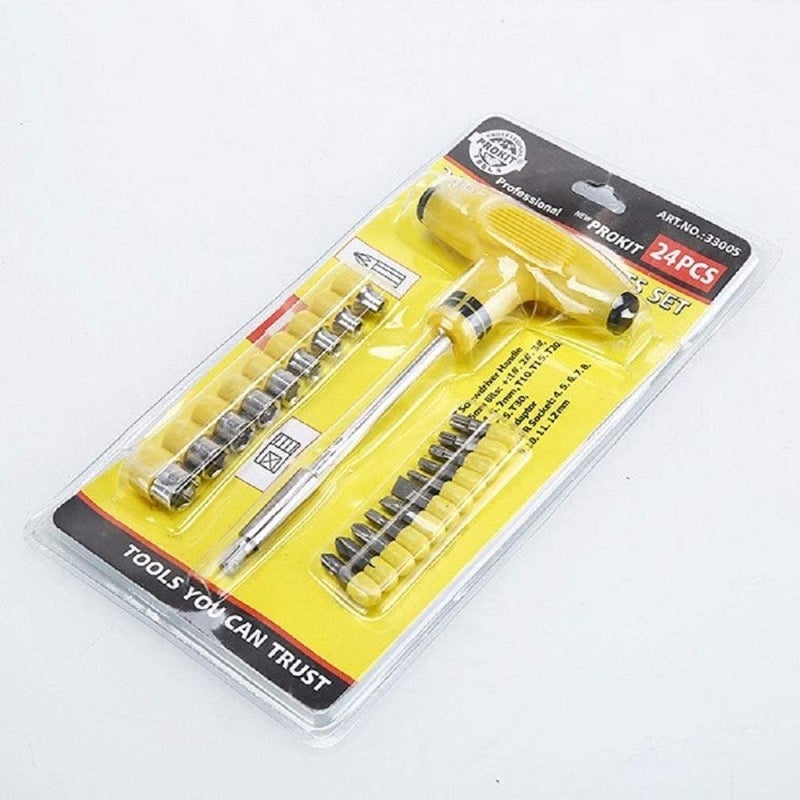 KREZON 24 pcs T Shape Screwdriver Set Batch Head Ratchet Pawl Socket Spanner Hand Tools - Image 4