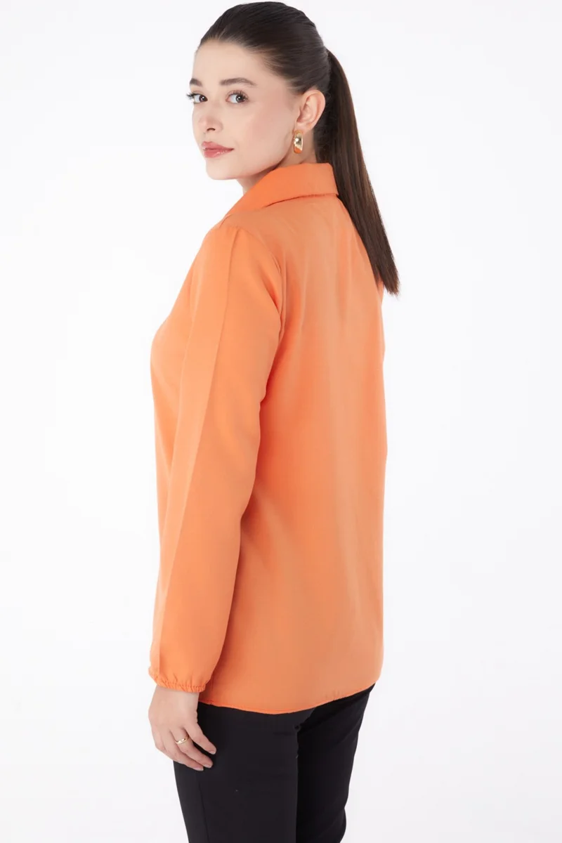 Tofisa Plain Shirt Collar Women's Orange Shirt - 13249