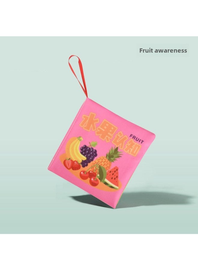 Children's Digital Animal Ringing Paper Cloth Book 0-3 Years Old Infant Toys Educational Enlightenment Early Education Cloth Book Baby Cloth Book-Color: Fruit Cognition (4 Pages And 8 Sides Contain Ringing Paper)  - Image 1