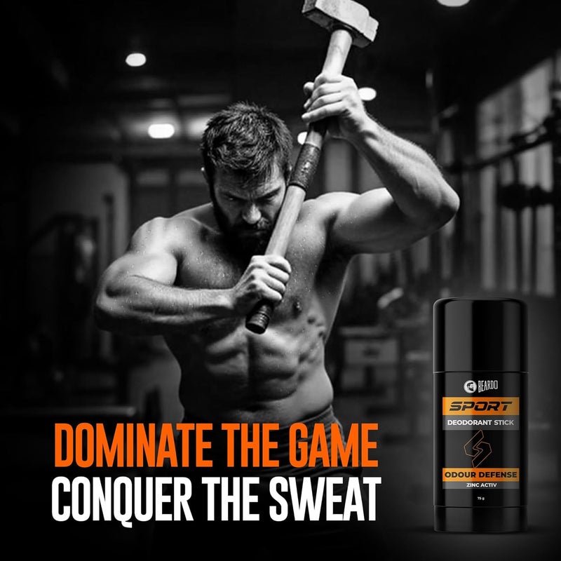 BEARDO Beardo Sport Deodorant Stick 75gm  Energizing Fragrance  Odour Defense  ZINC Active Stick Deodorant for Men  Underarm Roll On  Roll on Deodorant Stick for Man - Image 2