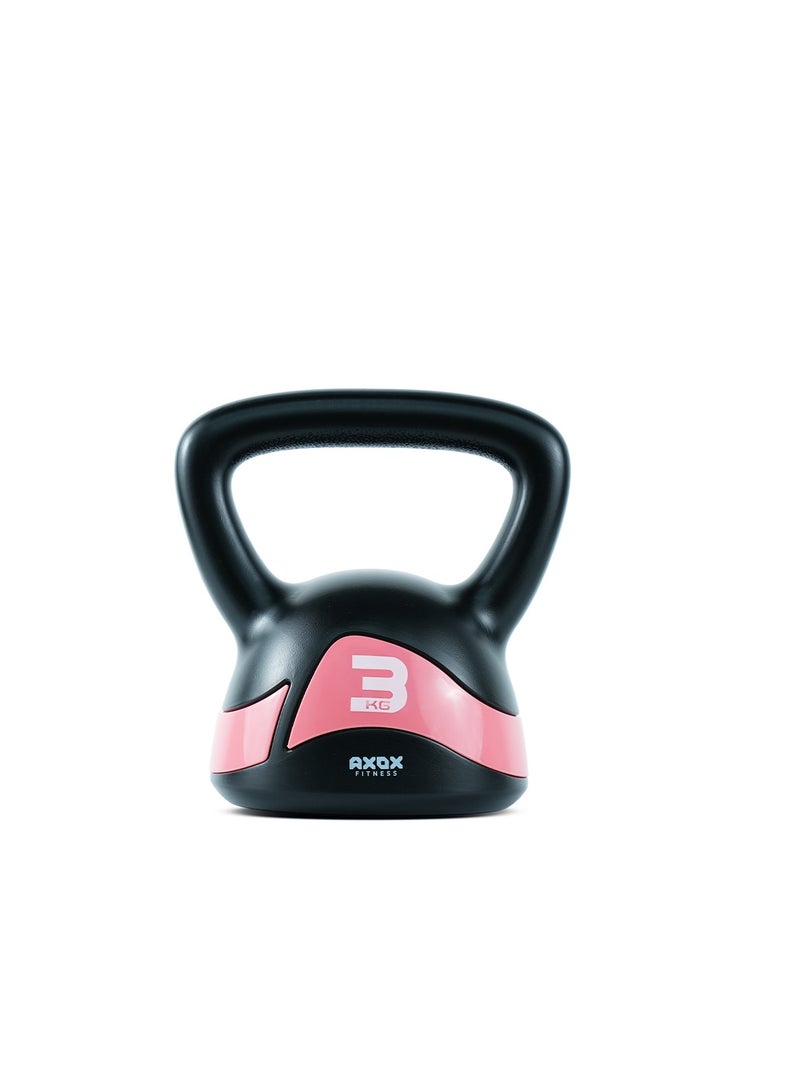 أكسوكس فيتنس كرة الحديد 3 كجم - مغلفة بالفينيل، متينة، قاعدة مسطحة، قبضة واسعة للقوة، الكارديو وتمارين المنزل - Image 1