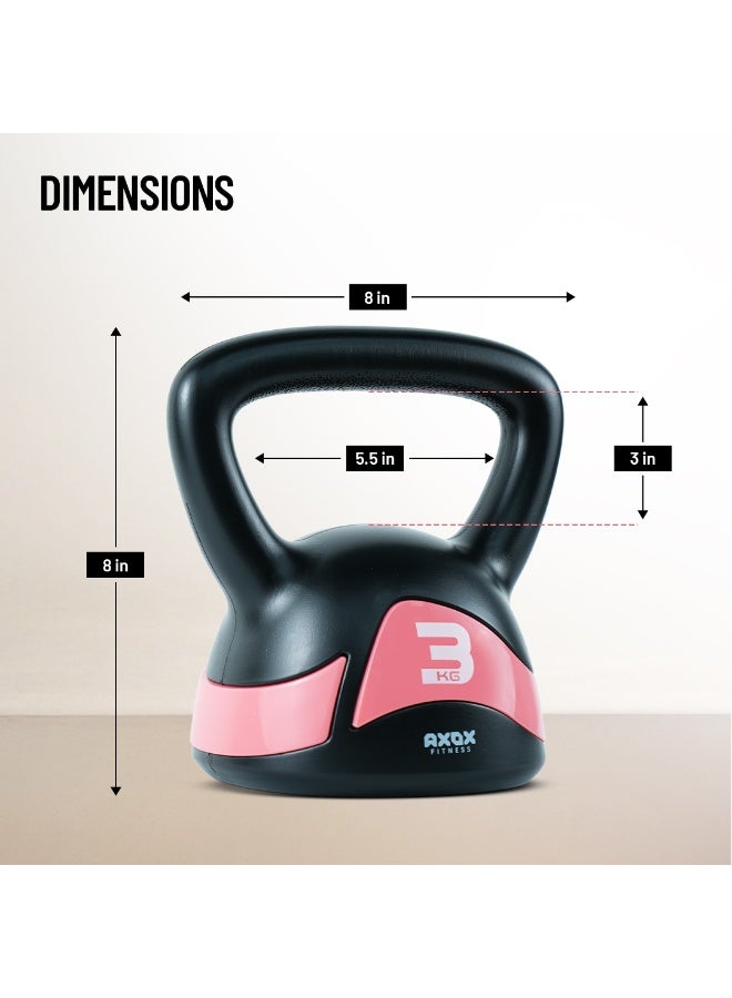 أكسوكس فيتنس كرة الحديد 3 كجم - مغلفة بالفينيل، متينة، قاعدة مسطحة، قبضة واسعة للقوة، الكارديو وتمارين المنزل - Image 2