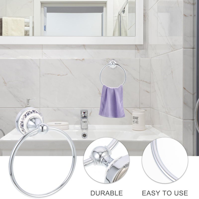 Wall Mounted Stainless Steel Towel Ring Holder Chrome Finish For Bathroom Kitchen - Image 4