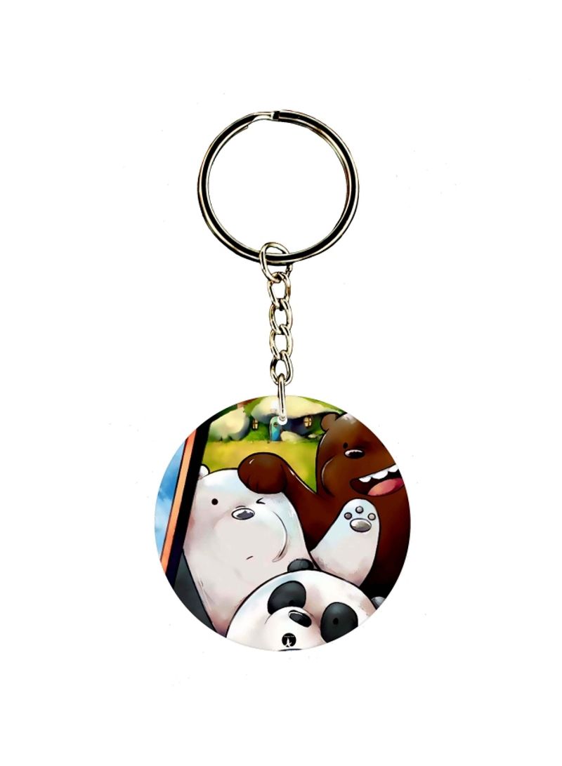 RKN Cartoon Bear Printed Dual Sided Keychain