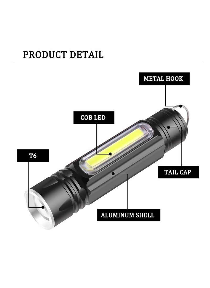 SYOSI - Flashlight, High Lumens Rechargeable Zoomable, LED USB Small Flashlight with Magnetic Tail, Super Bright Flash Light, 4 Lights Modes, COB Wrok Light, Pocket Pen Flashlihght, for Hiking (2PCS) - Image 1